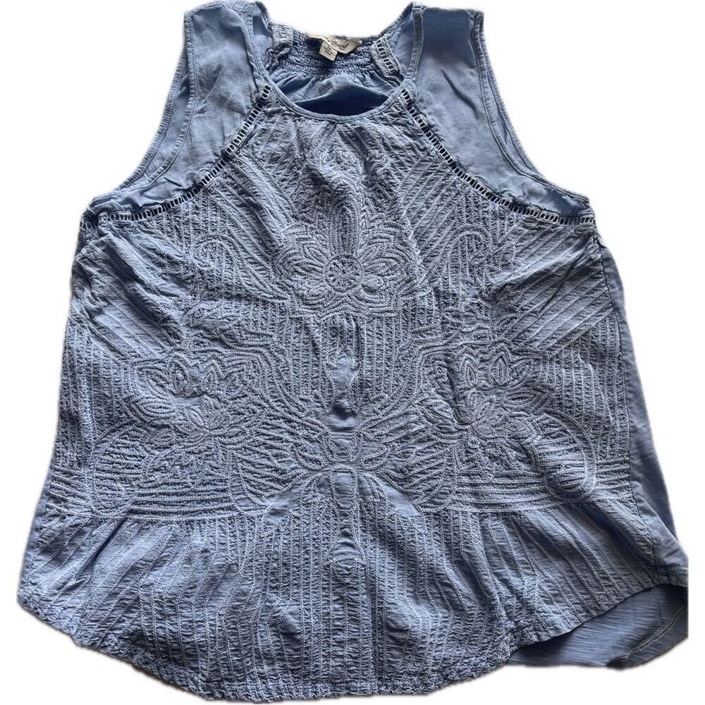 Lucky Brand Blue Embroidered Woman’s Tank Top Size 1X - Picture 1 of 6